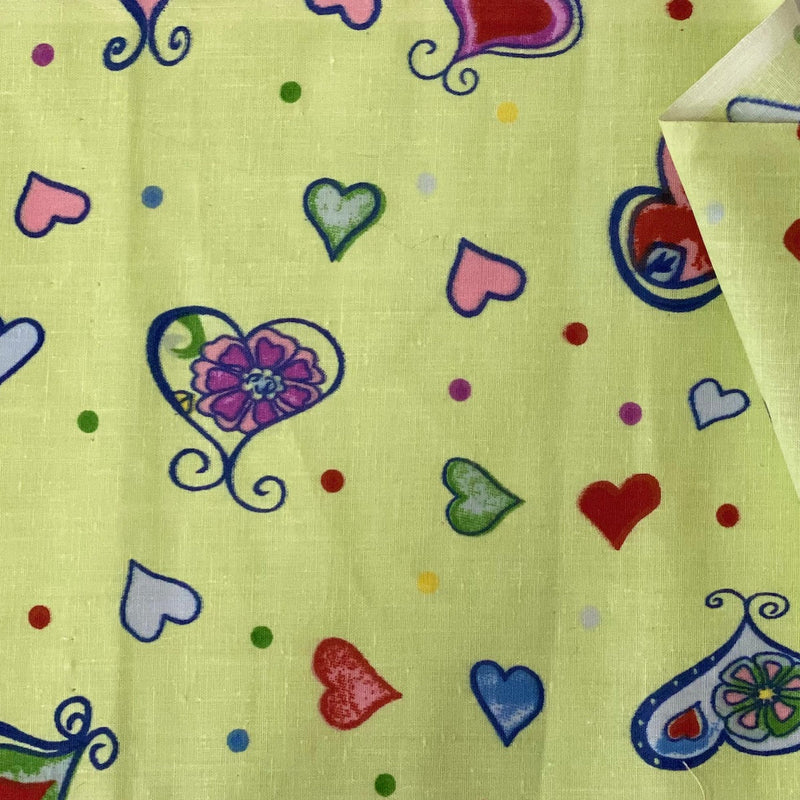 Heart Shape Polka Dot Print Poly Cotton Fabric