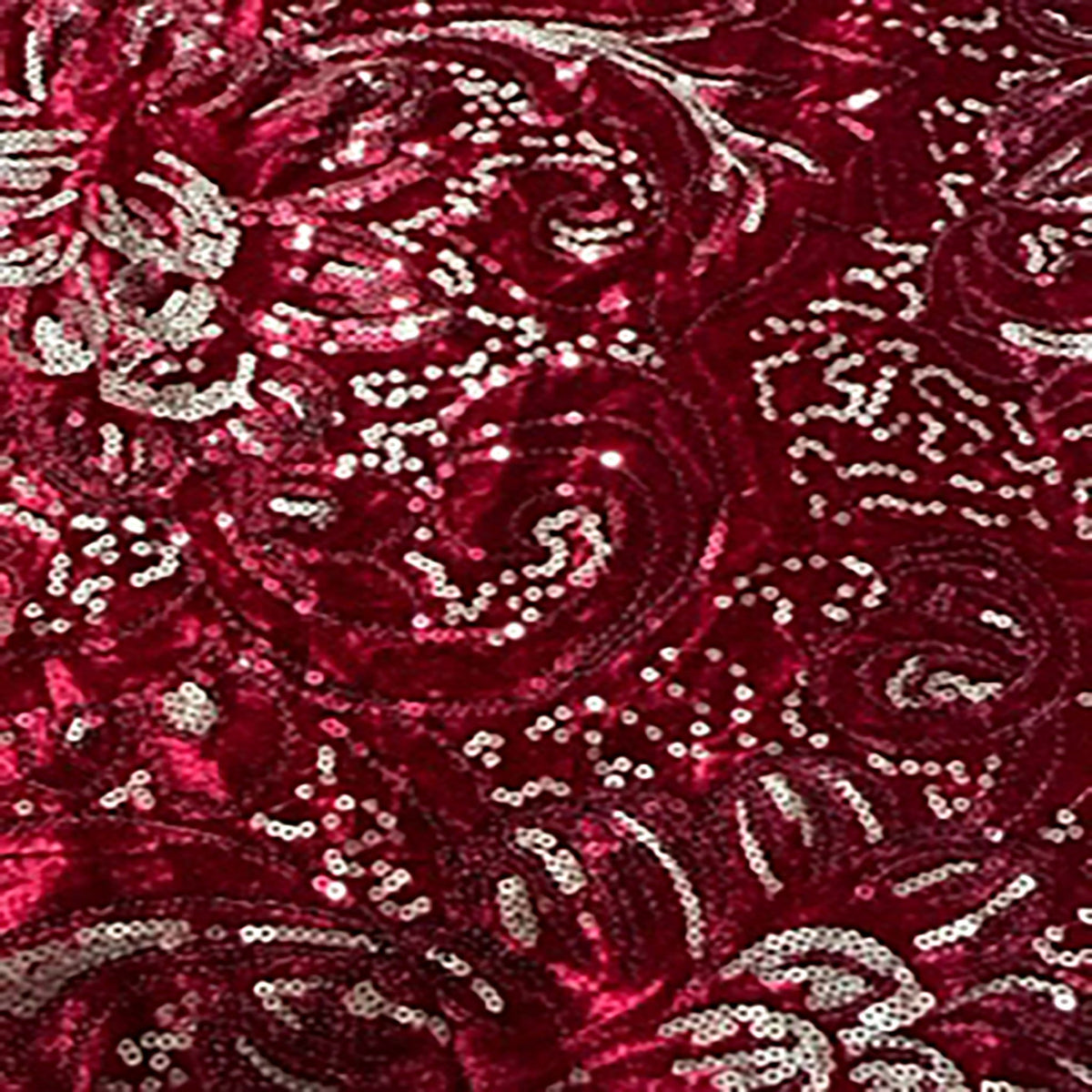 Velvet Crimson Radiant Sequin Polyester Fabric | Spandex Palace