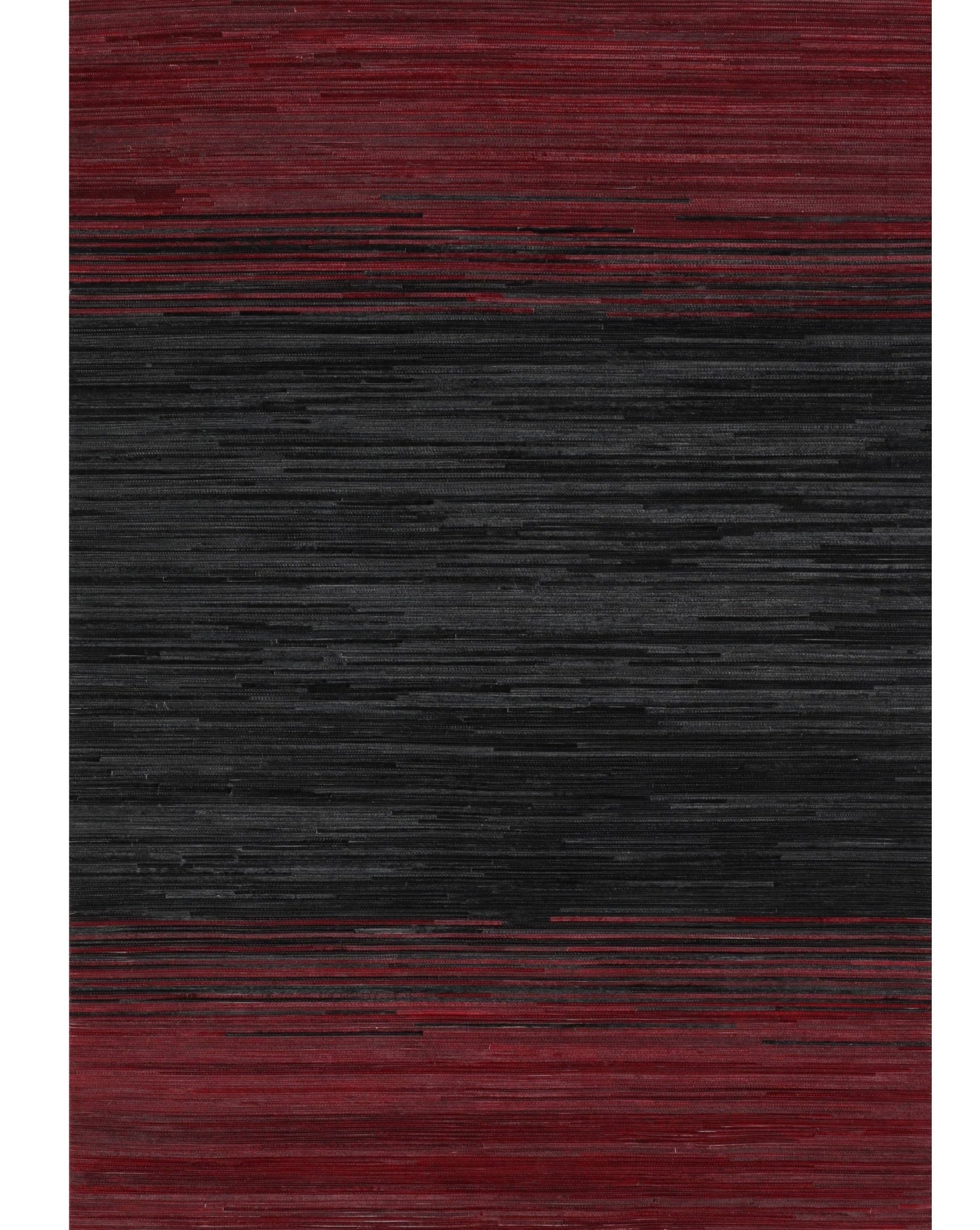 Red and Black Cowhide Rug – Geometric Pattern with Ombre Effect - Patchwork PCH211 Red