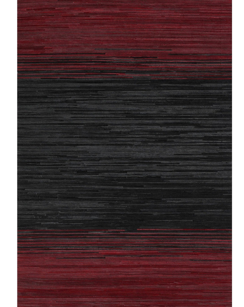 Red and Black Cowhide Rug – Geometric Pattern with Ombre Effect - Patchwork PCH211 Red