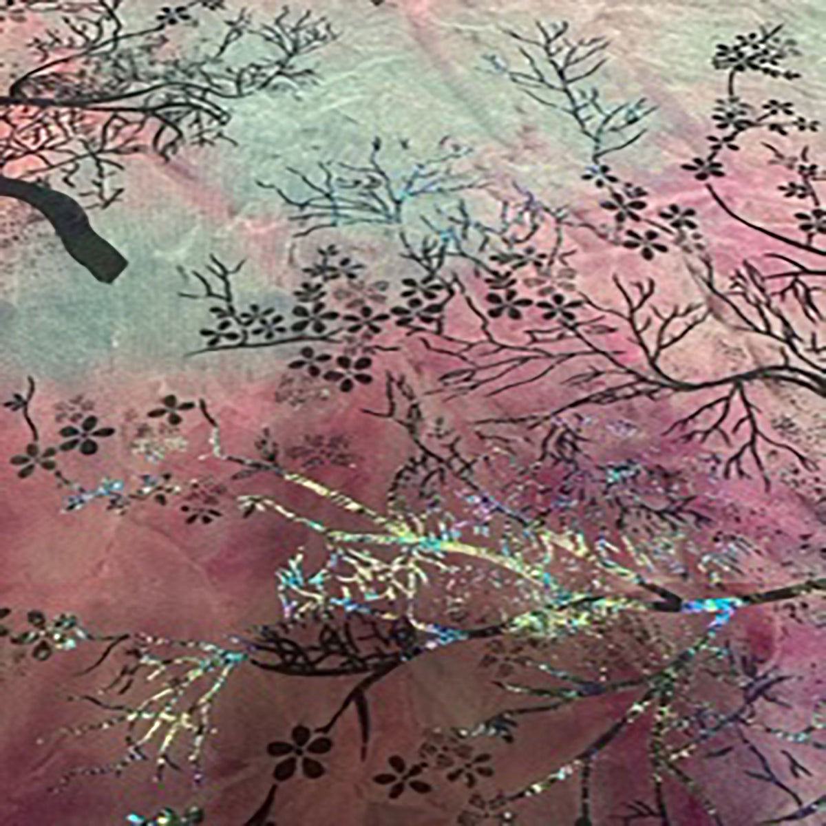 Velvet Tie-Dye Blossom Print Stretch Polyester Fabric | Spandex Palace
