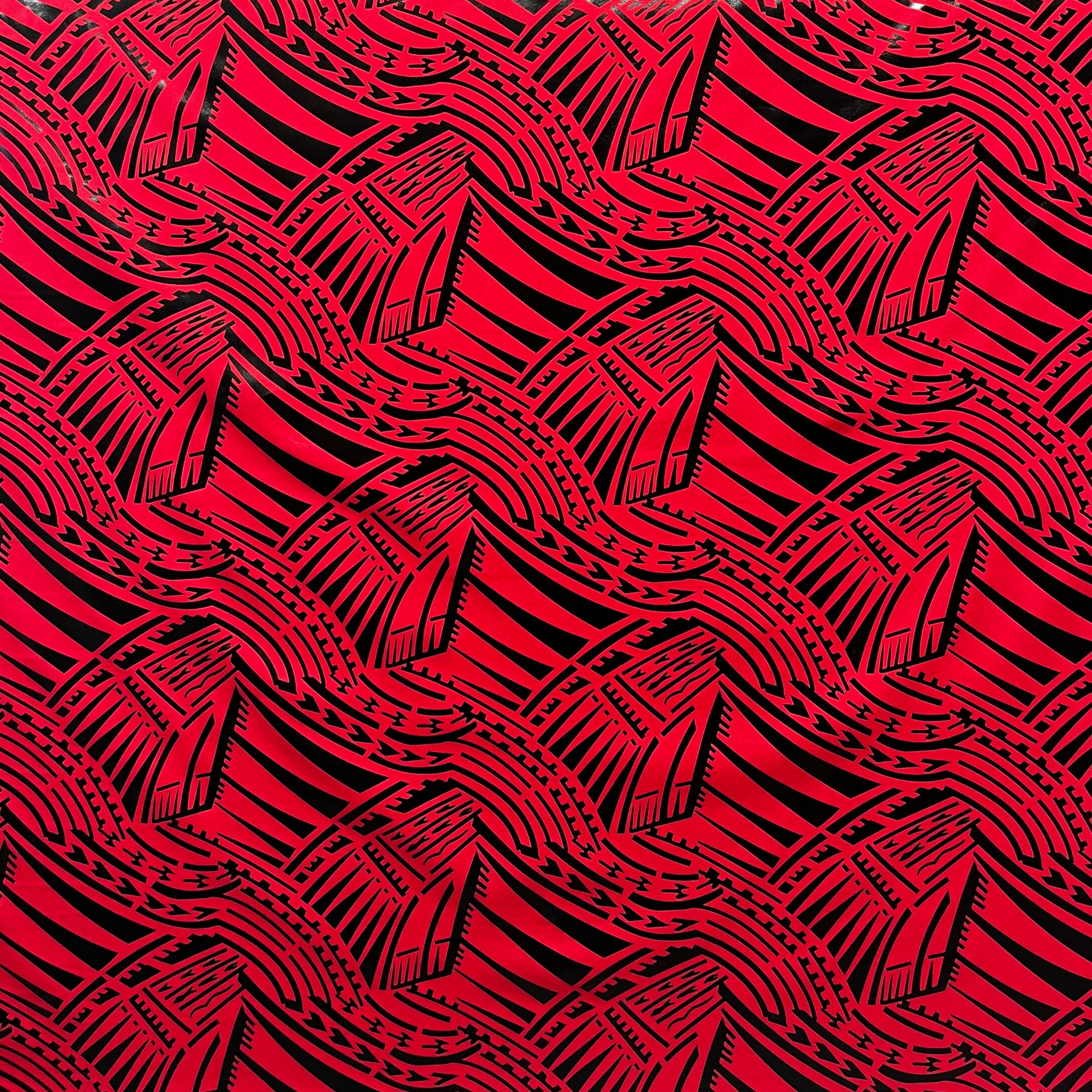 Traditional Polynesian Pattern Polyester Foil Fabric | Islands Fabric