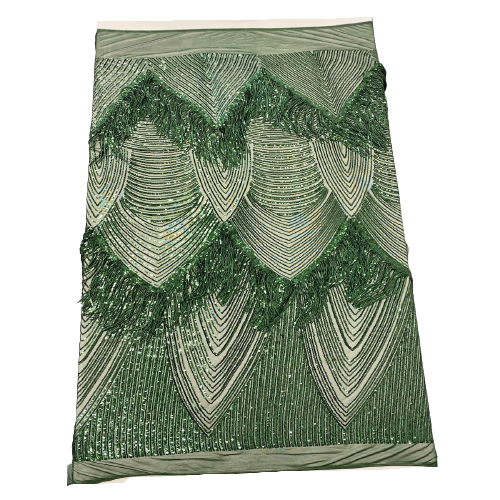 Flamingo Fringe Embroidered Stretch Sequin Fabric