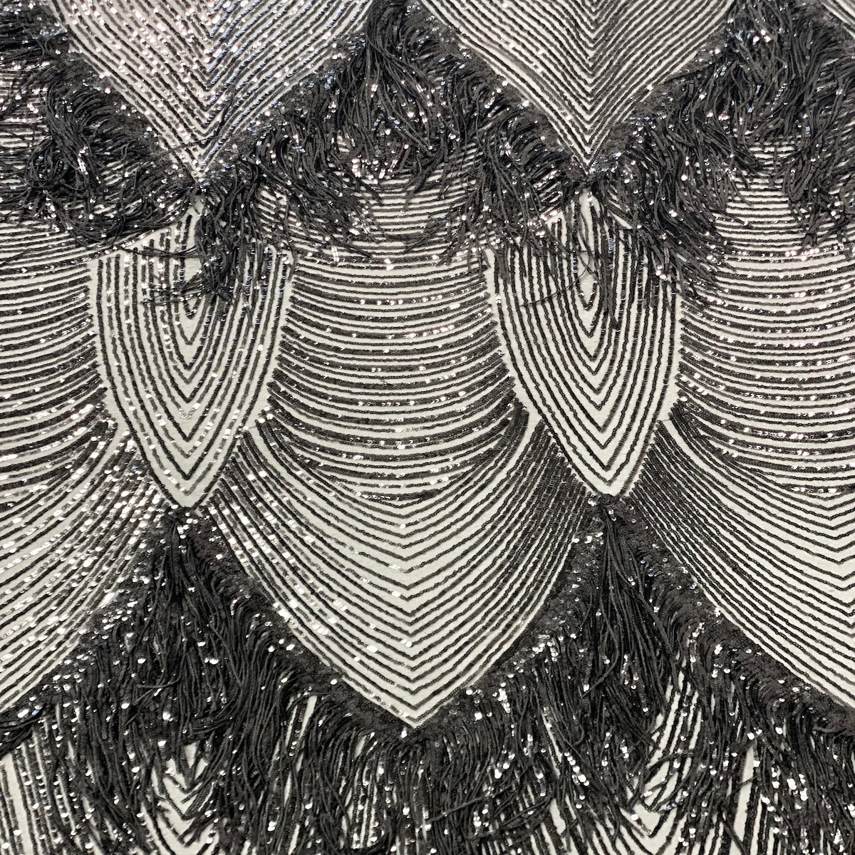 Flamingo Fringe Embroidered Stretch Sequin Fabric