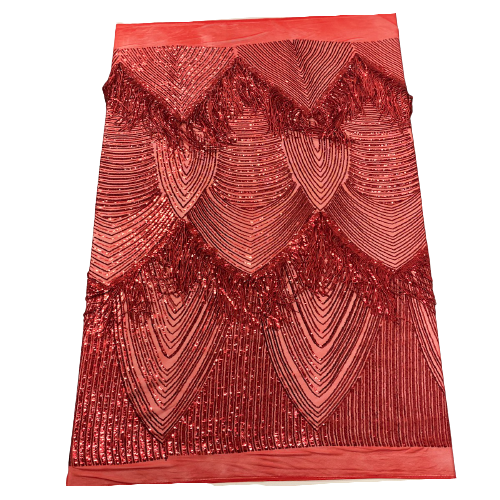 Flamingo Fringe Embroidered Stretch Sequin Fabric