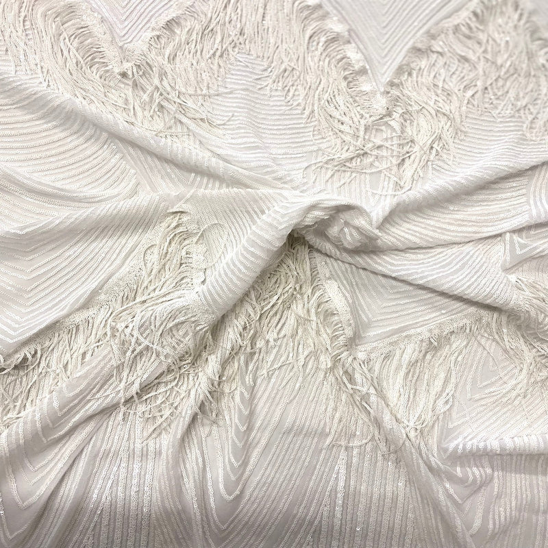 Flamingo Fringe Embroidered Stretch Sequin Fabric