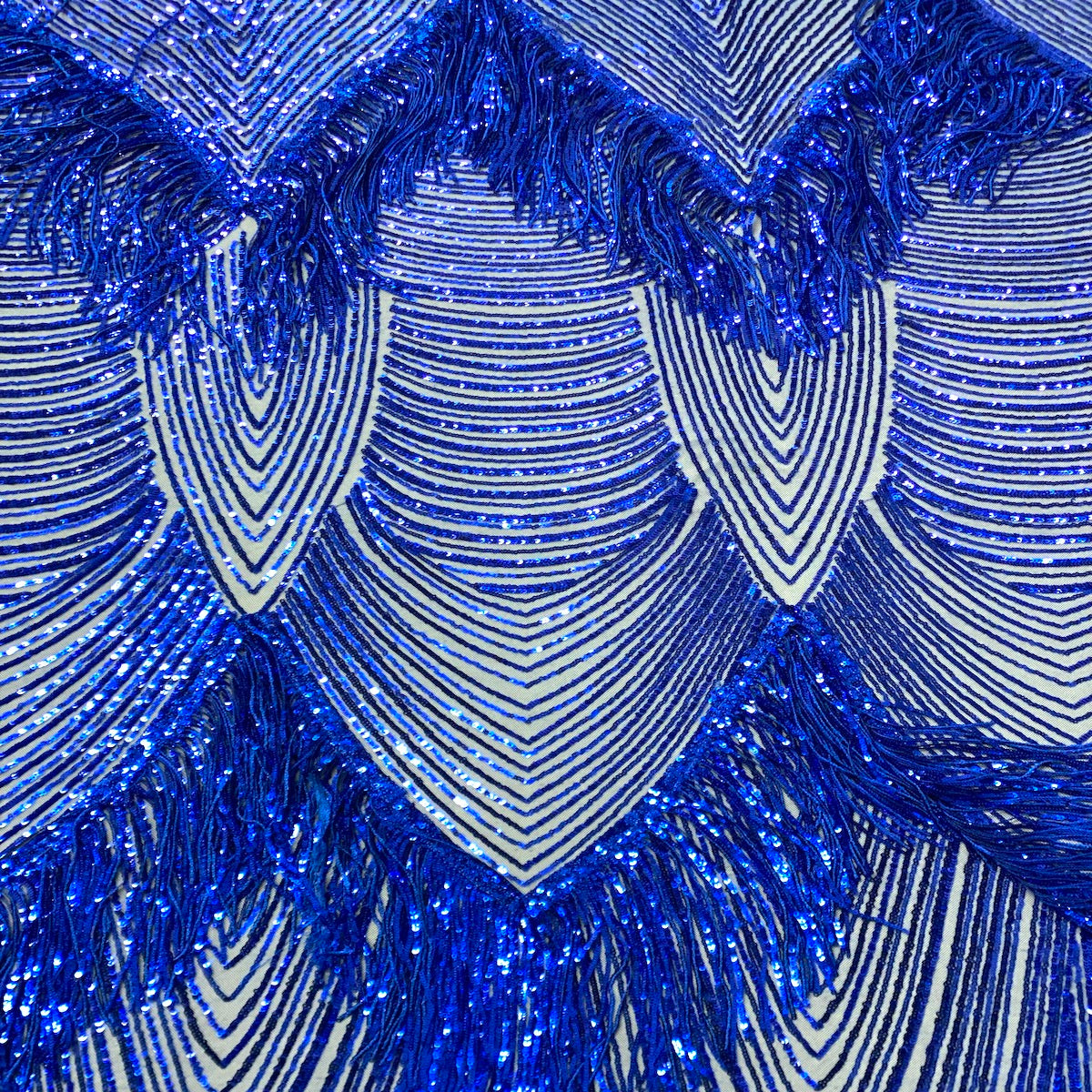 Flamingo Fringe Embroidered Stretch Sequin Fabric