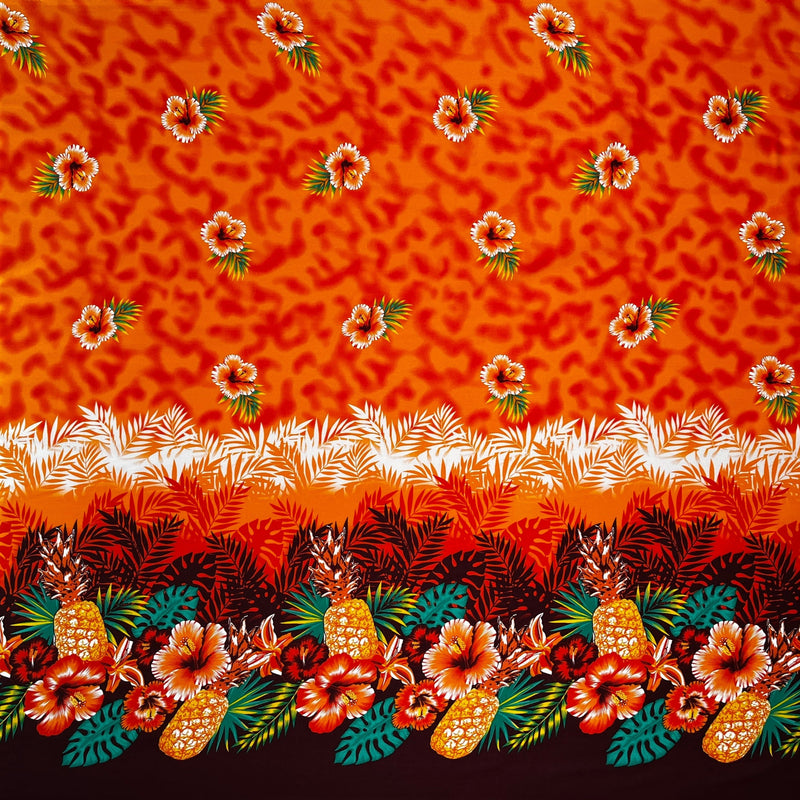 Pineapple Hibiscus Ocean Tropical Leaves Rayon Fabric | Islands Fabric