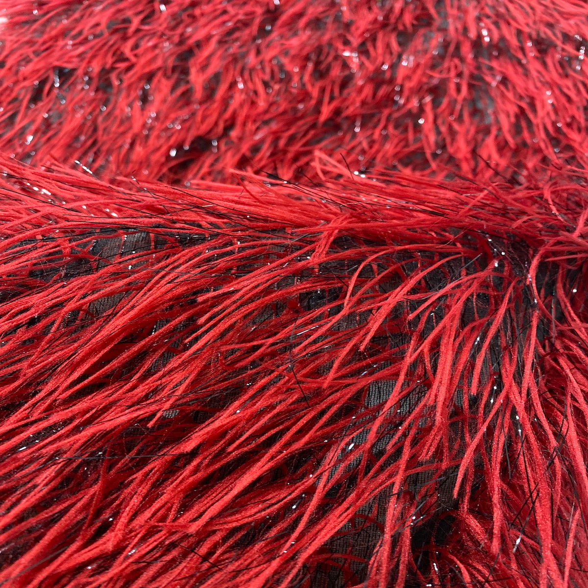 Metallic Faux Fur Tinsel Ostrich Feather Fabric