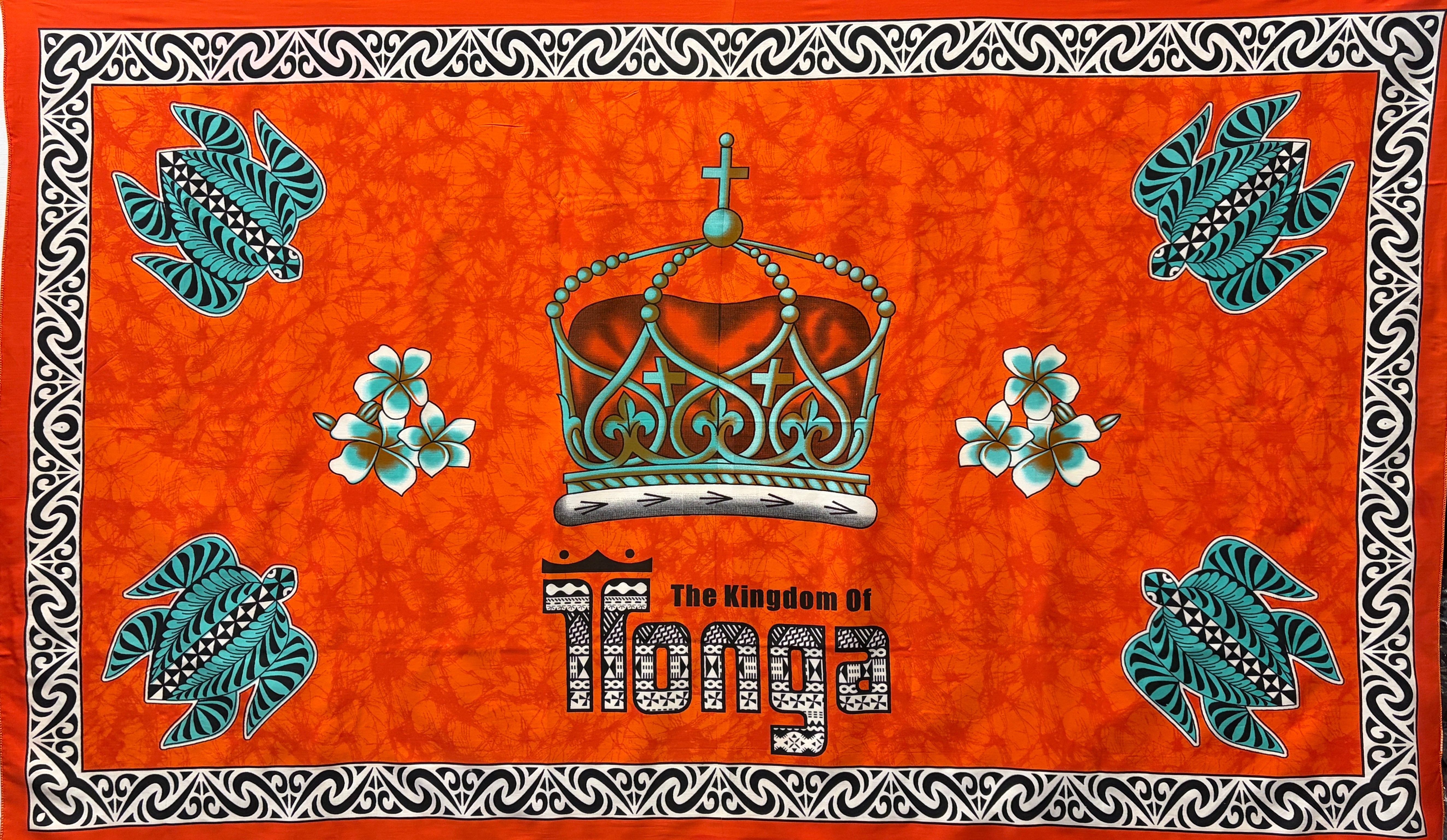 Kingdom of Tonga Crown Turtle Plumeria Sarong | Islands Fabric