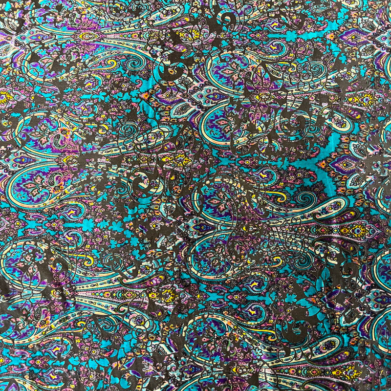 Sur Multicolor Burnout Stretch Velvet Fabric