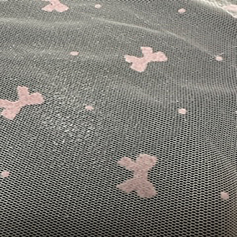 Mesh Bow Flocked Polyester Fabric | Spandex Palace