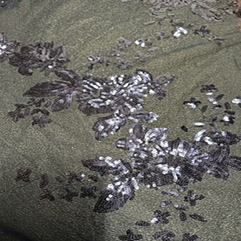 Floral Sequin Elite Embroidery Polyester Fabric | Spandex Palace
