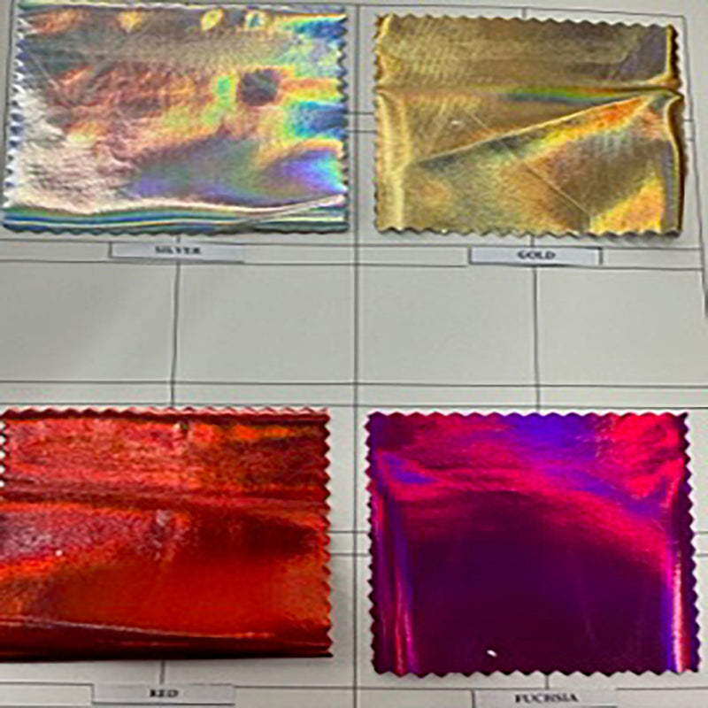 Stretch Polyester Spandex Polyurethane Coated Hologram Color Card | Spandex Palace