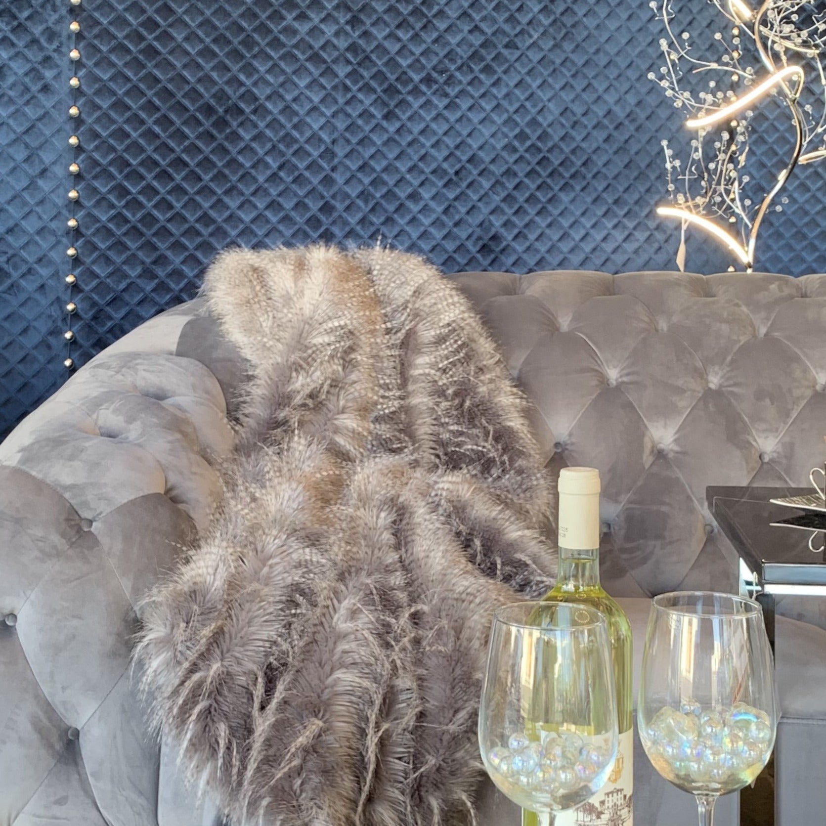 Timeless Modern Luxury Feathers Faux Fur Soft Area Rug