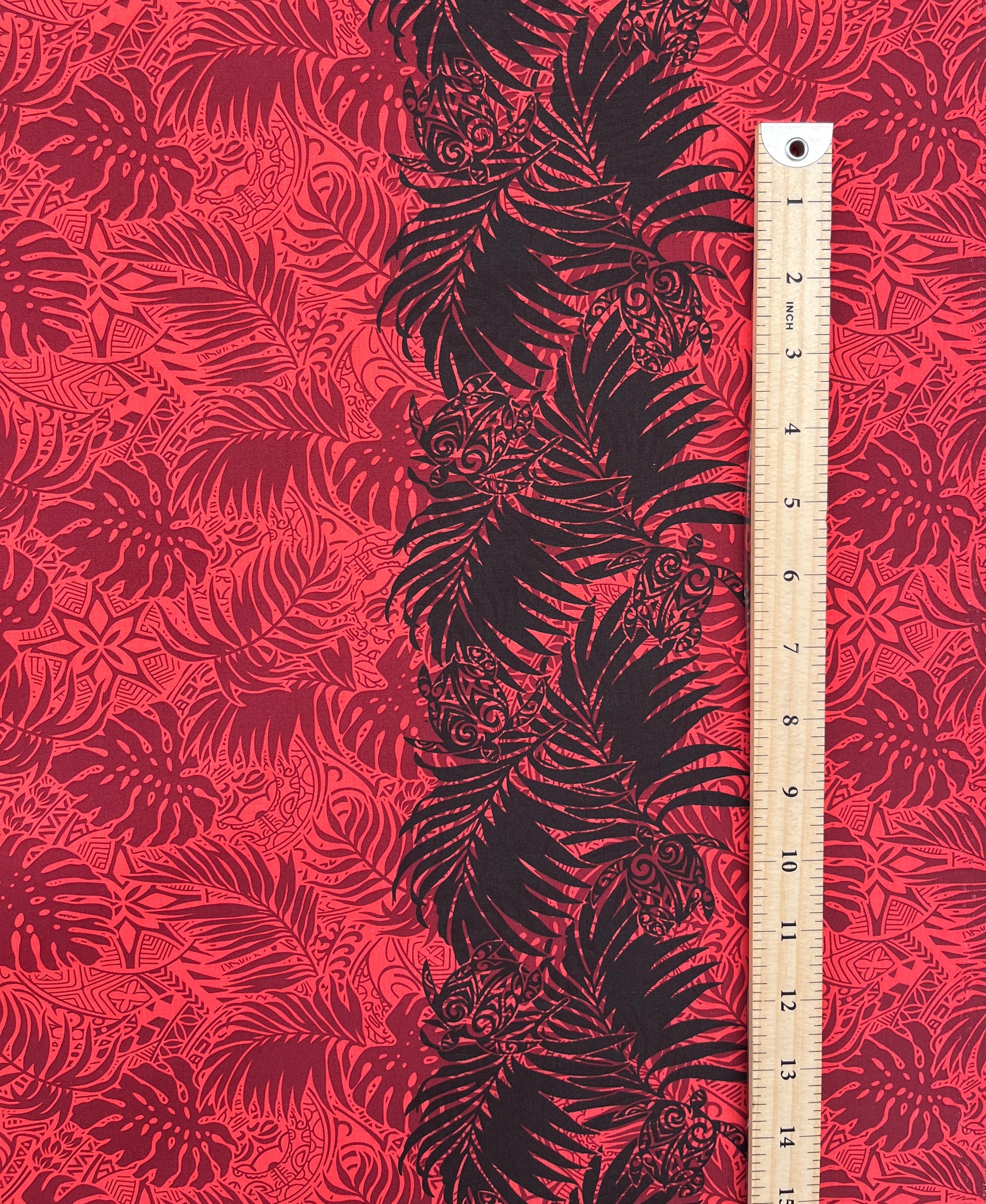 All Over Monstera Leaves Firm Fen Turtle Single Border Poly-Cotton | Islands Fabric