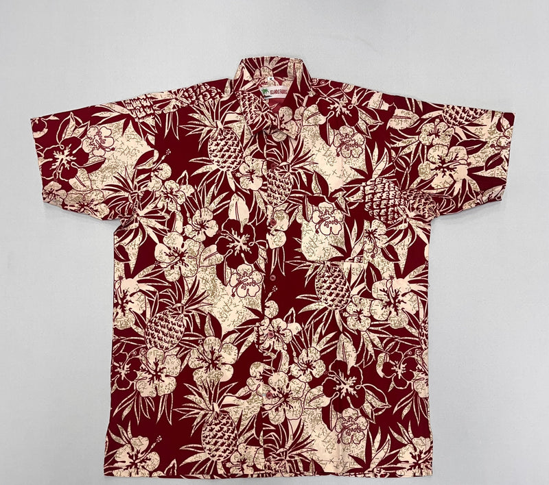 Pineapple Hibiscus Hawaiian Peachskin Shirt | Islands Fabric