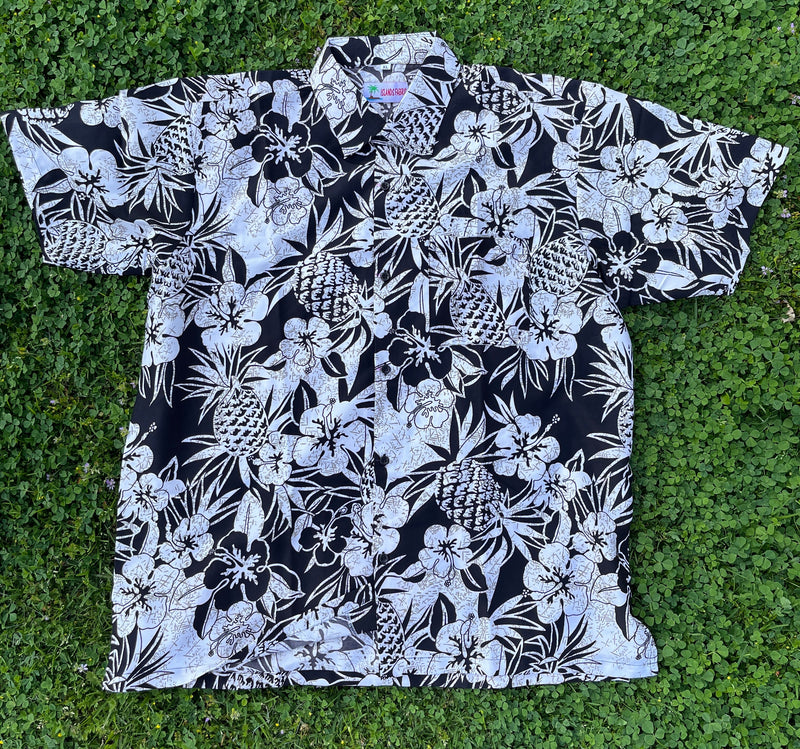 Pineapple Hibiscus Hawaiian Peachskin Shirt | Islands Fabric