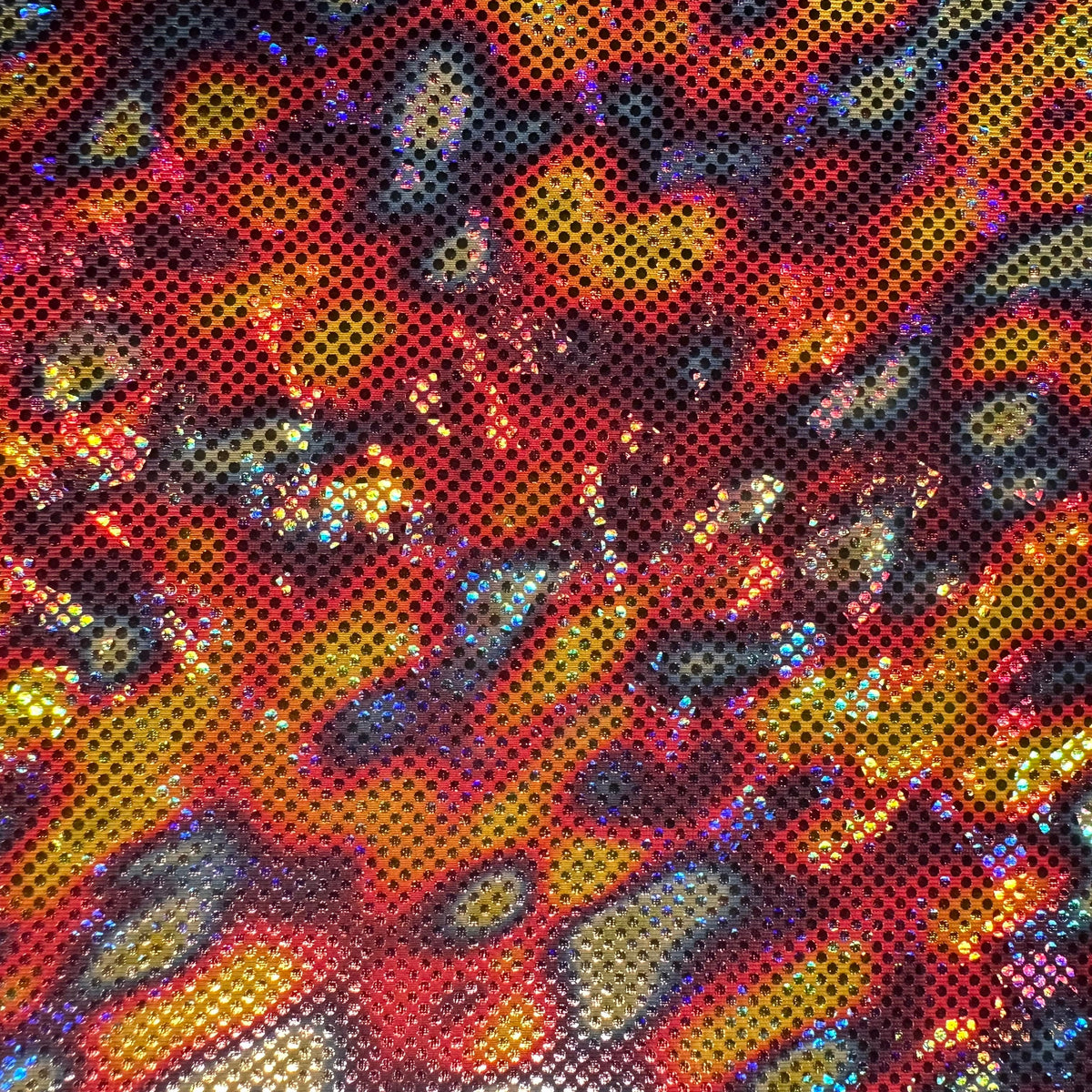 Molten Lava Holo Foil Polyester Spandex Flex Fabric | Spandex Palace