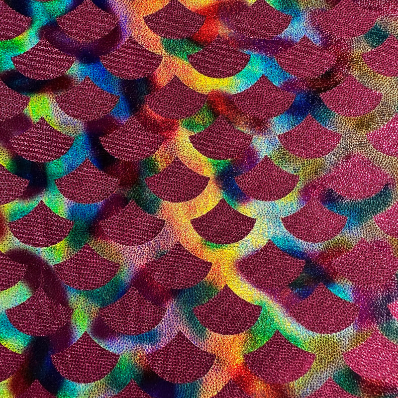 Mermaid Radiant Rainbow Foil Print 4-Way Nylon Stretch Fabric | Spandex Palace
