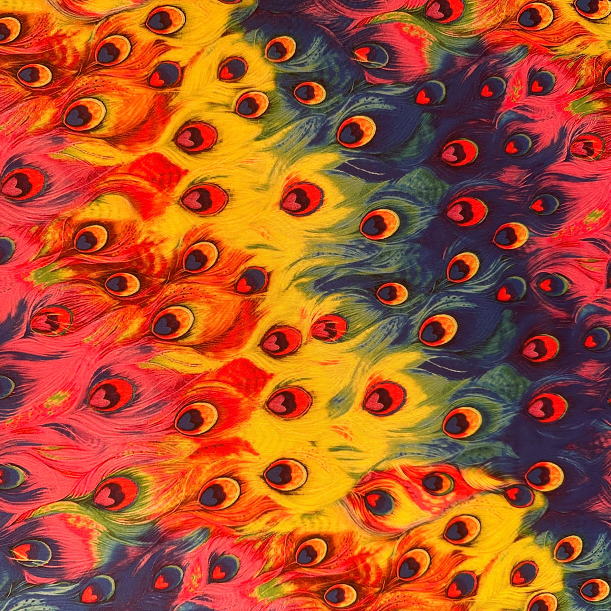 Majestic Peacock Print 4-Way Poly Spandex Fabric | Spandex Palace