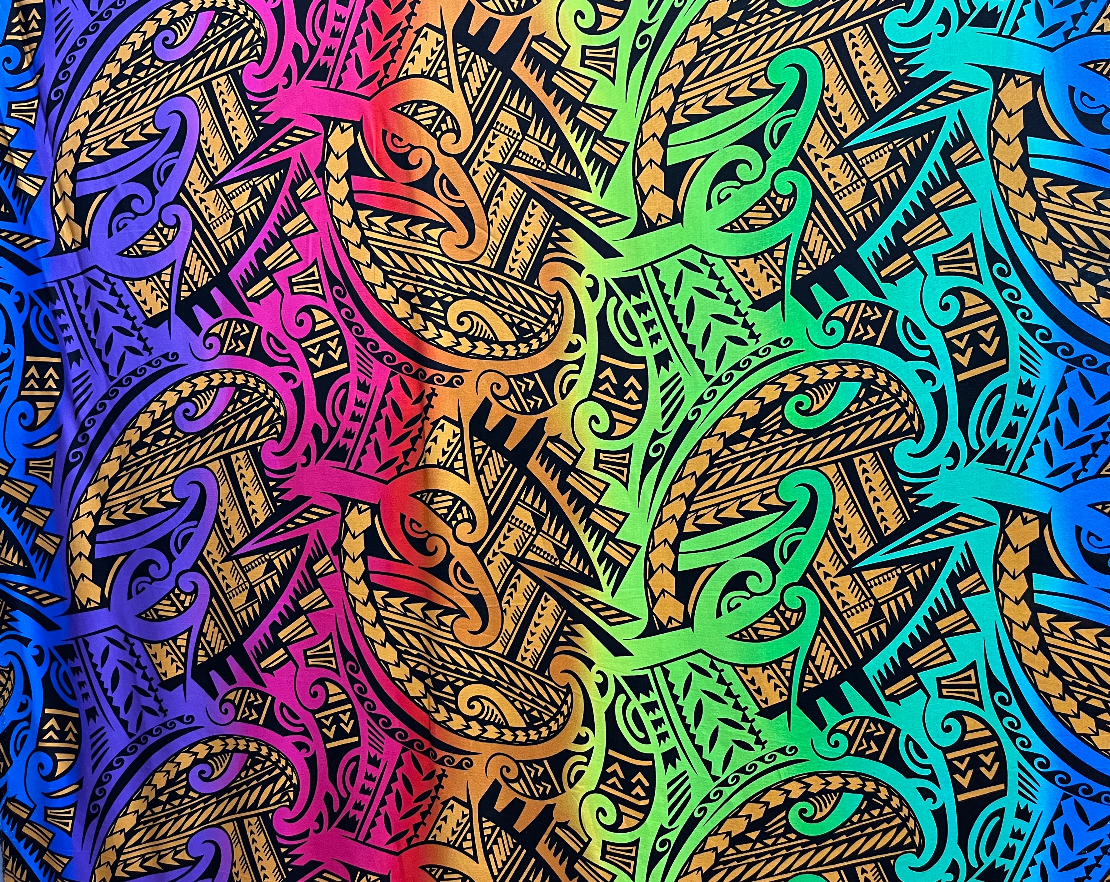 Polynesian Tribal Tattoo Design Rayon Fabric | Islands Fabric