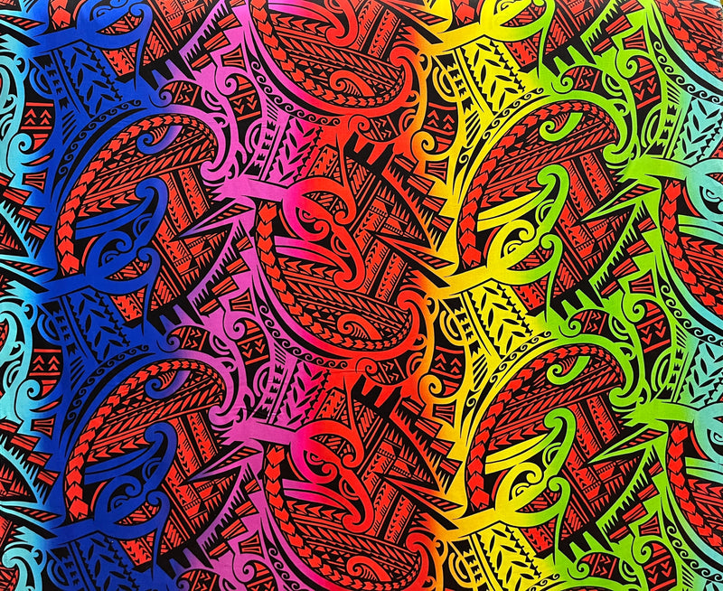 Polynesian Tribal Tattoo Design Rayon Fabric | Islands Fabric