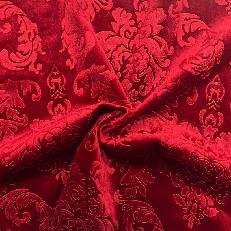 Damask Embossed Velvet Upholstery Drapery Fabric