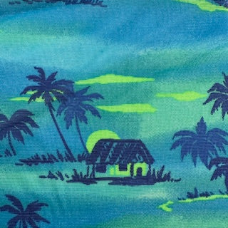 4-Way Mesh Tropical Island Print Nylon Stretch Fabric | Spandex Palace