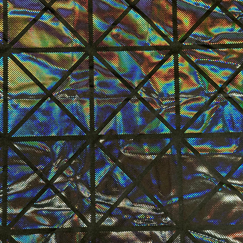 Geometric Laser Hologram 4-Way Nylon Stretch Fabric | Spandex Palace
