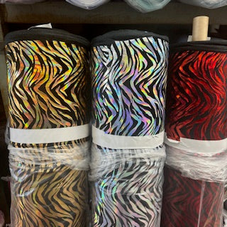 Velvet Zebra Hologram Foil Poly Spandex Stretch Fabric| Spandex Palace