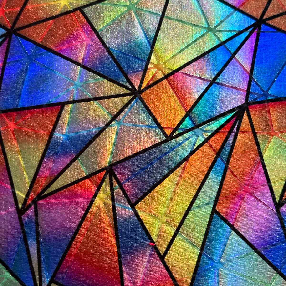 Triangle 4-Way Multi Radiant Foil Poly Stretch Fabric | Spandex Palace
