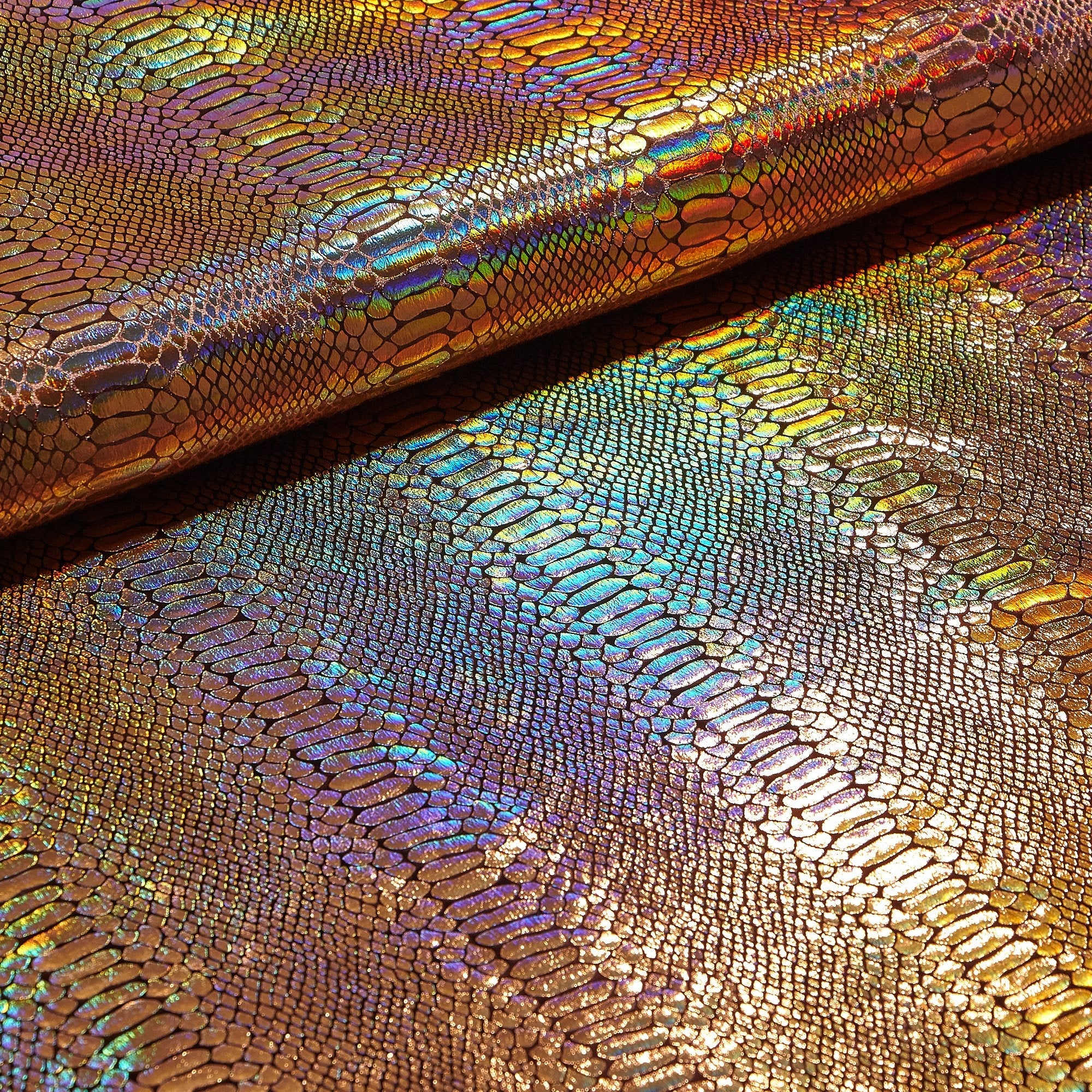 Illusion Anaconda Foil Printed Stretch Velvet Fabric | Blue Moon Fabrics