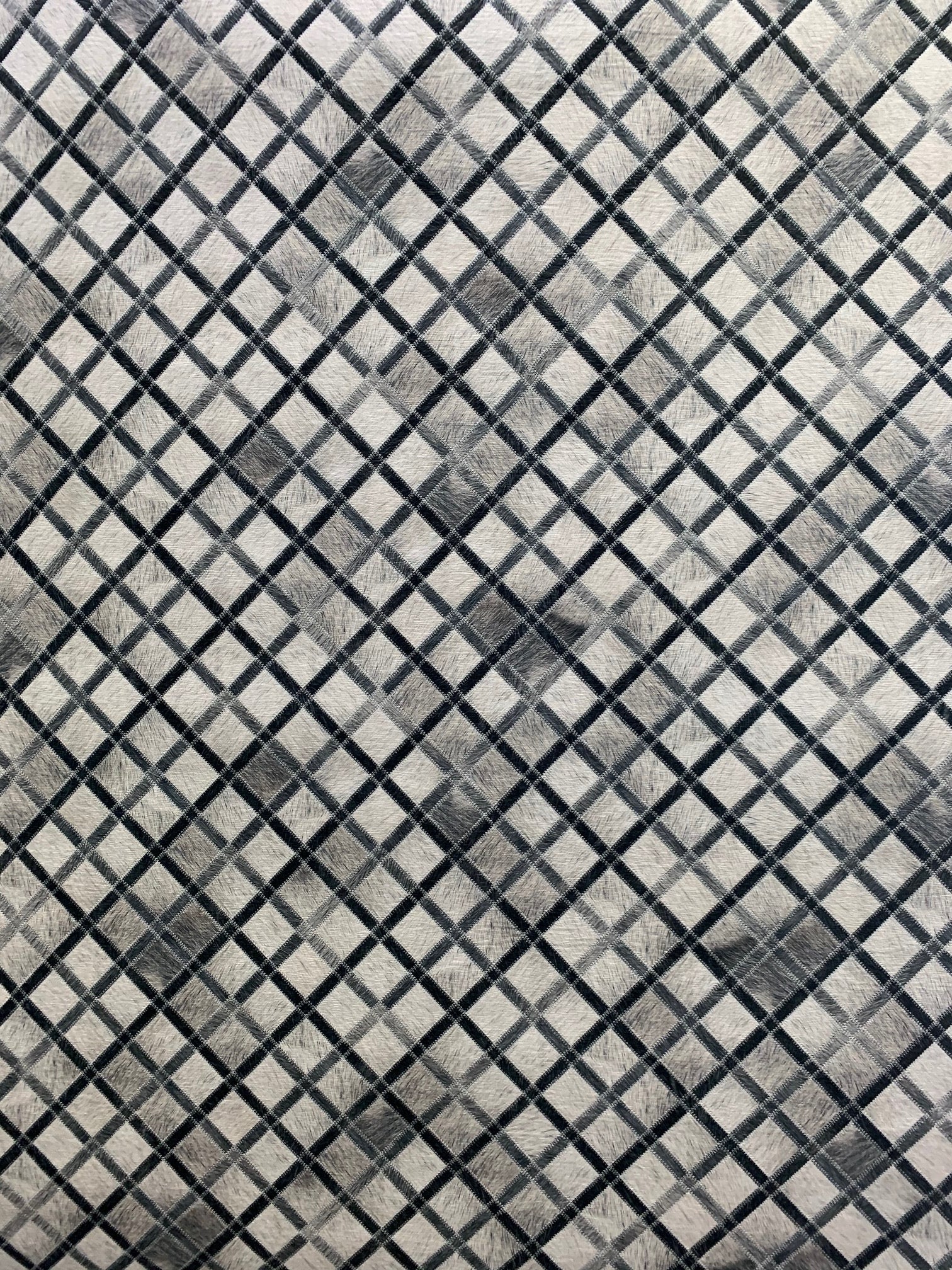 Vegan Diamond Patchwork Gray Black Faux Hide/Cowhide Area Rug/Carpet