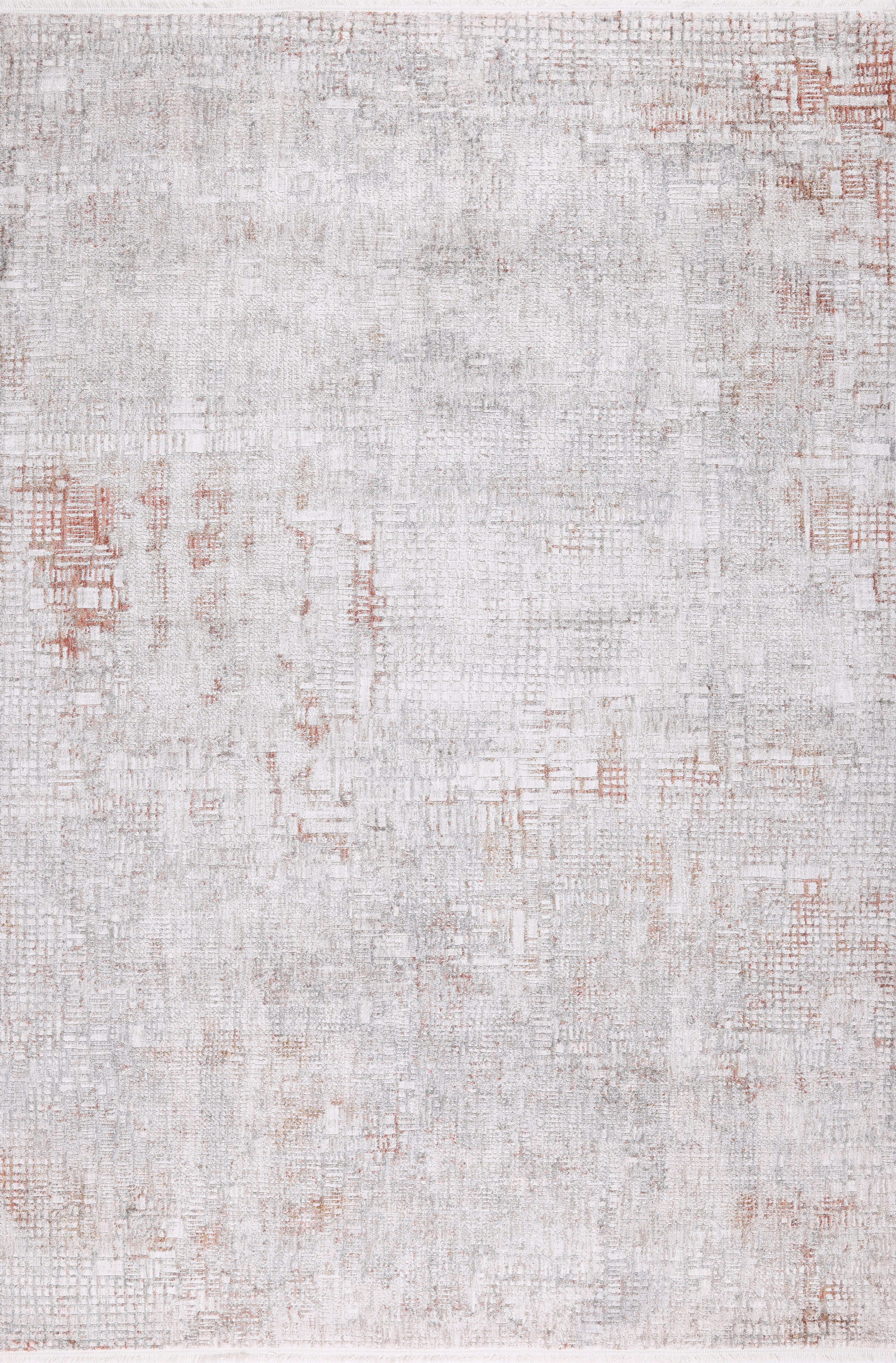 Abstract Cream Rug with Brick Orange and Earth-Tone Accents - KAI 301