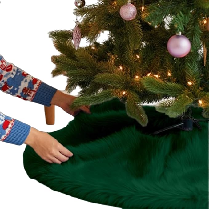 Premium Faux Fur Christmas Tree Skirt – 36 Inch Holiday Decor