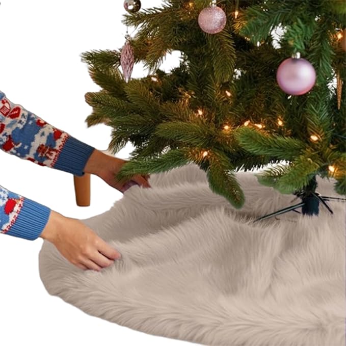 Premium Faux Fur Christmas Tree Skirt – 36 Inch Holiday Decor