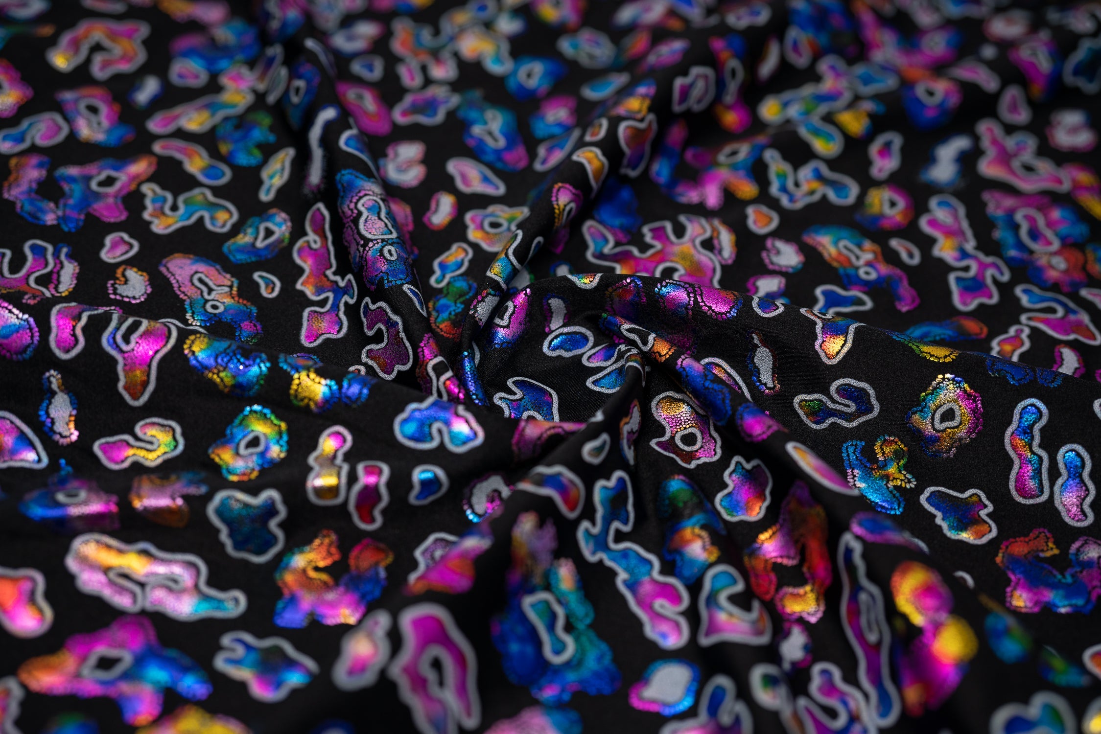 Leo Party Foil Printed Spandex Fabric | Blue Moon Fabrics