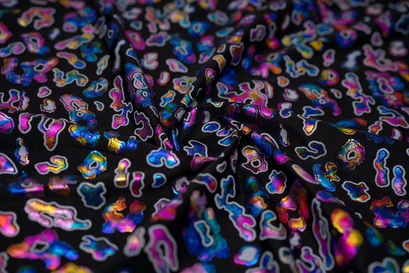 Leo Party Foil Printed Spandex Fabric | Blue Moon Fabrics