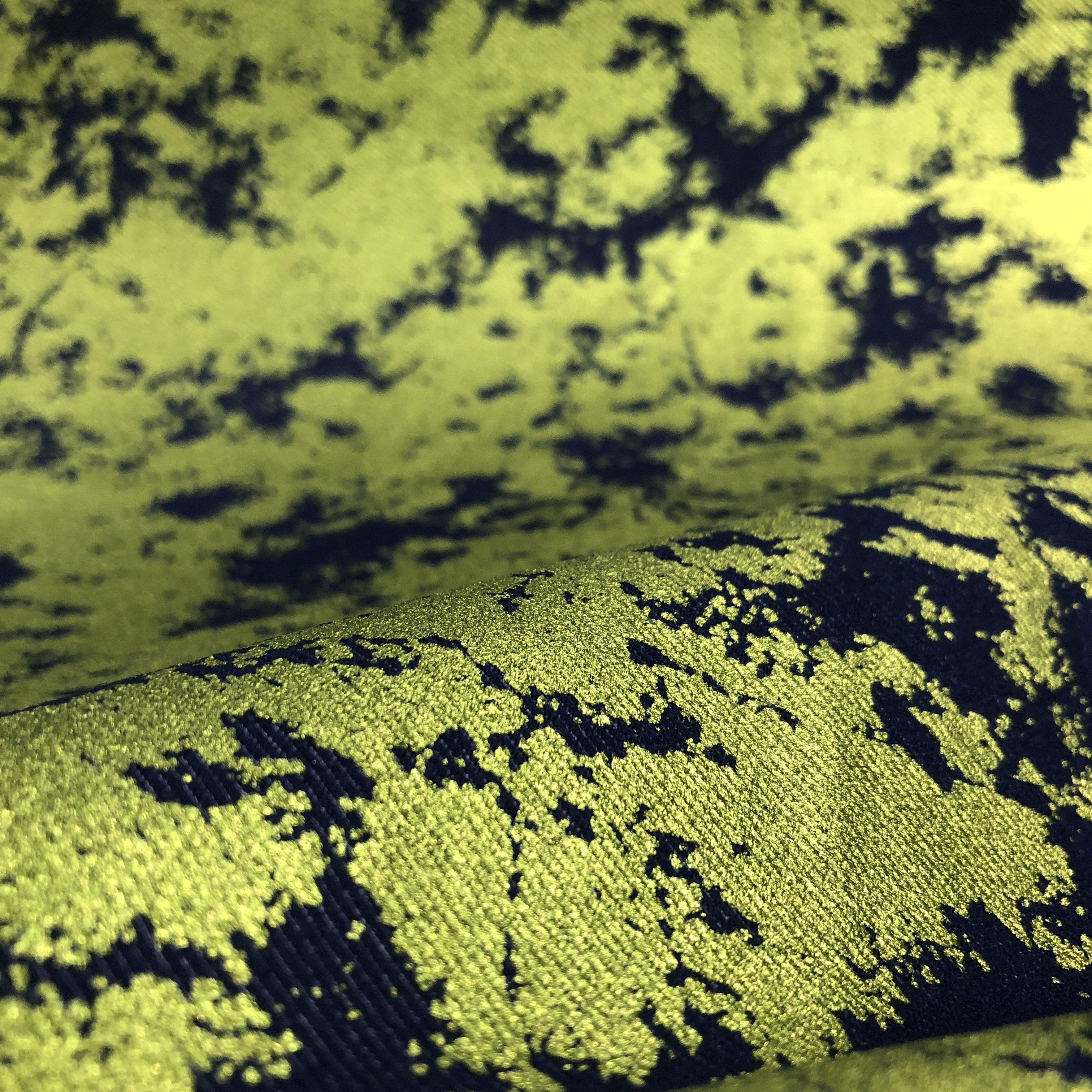 Jolt Foiled Stretch Faux Denim Fabric | Blue Moon Fabrics