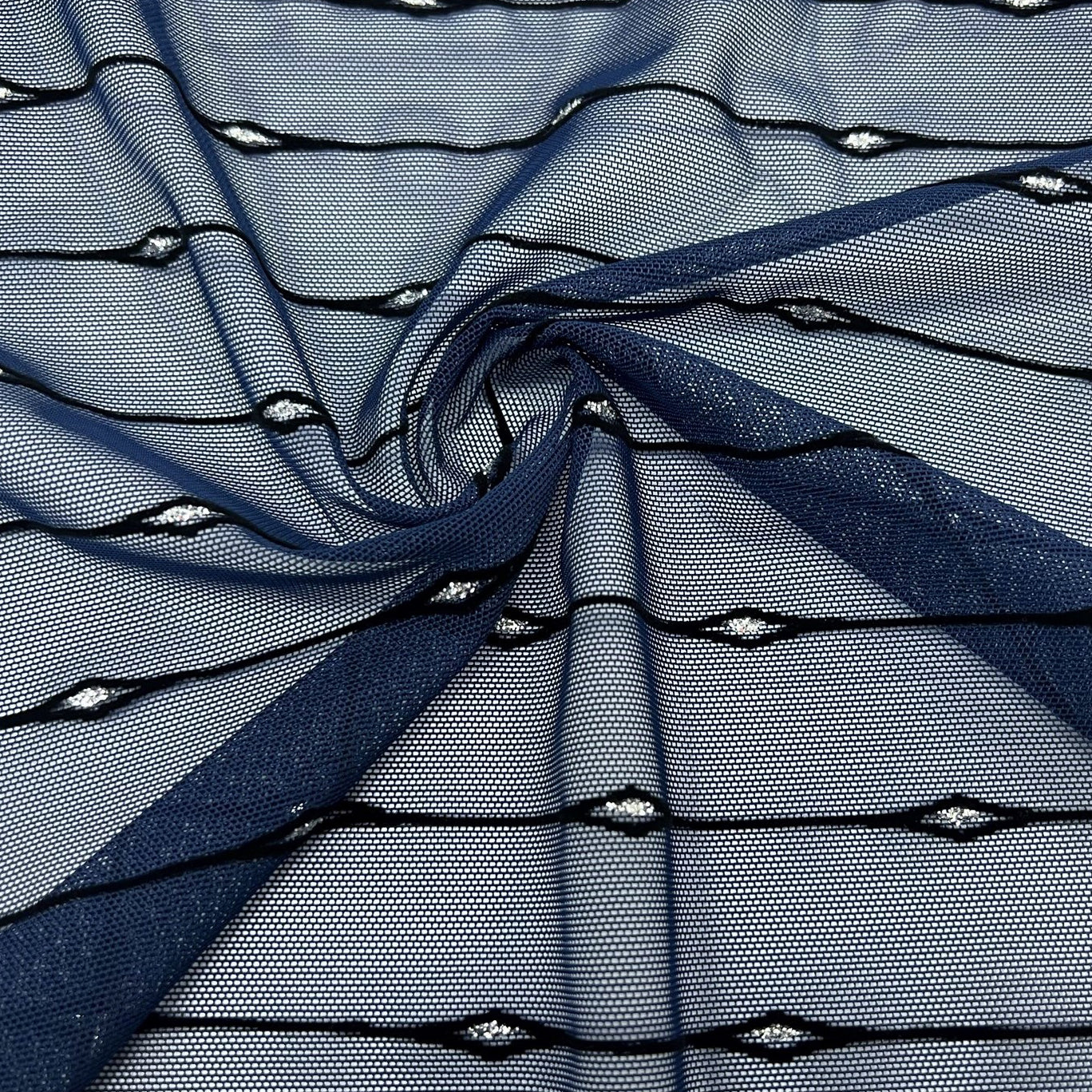 Linear Flocked Stretch Mesh Fabric | Blue Moon Fabrics