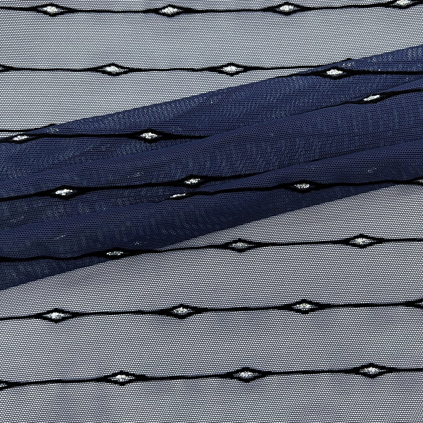 Linear Flocked Stretch Mesh Fabric | Blue Moon Fabrics