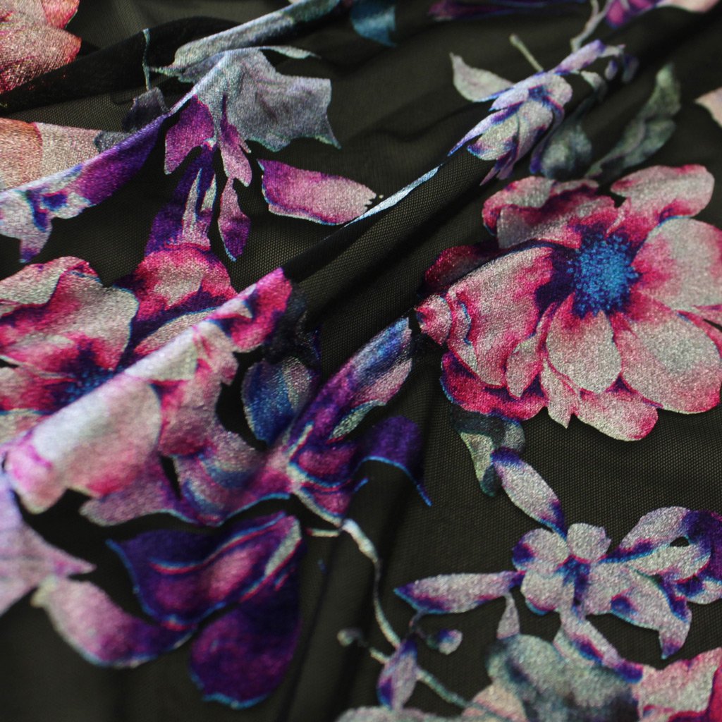 Lolita Foil Printed Stretch Mesh Fabric | Blue Moon Fabrics