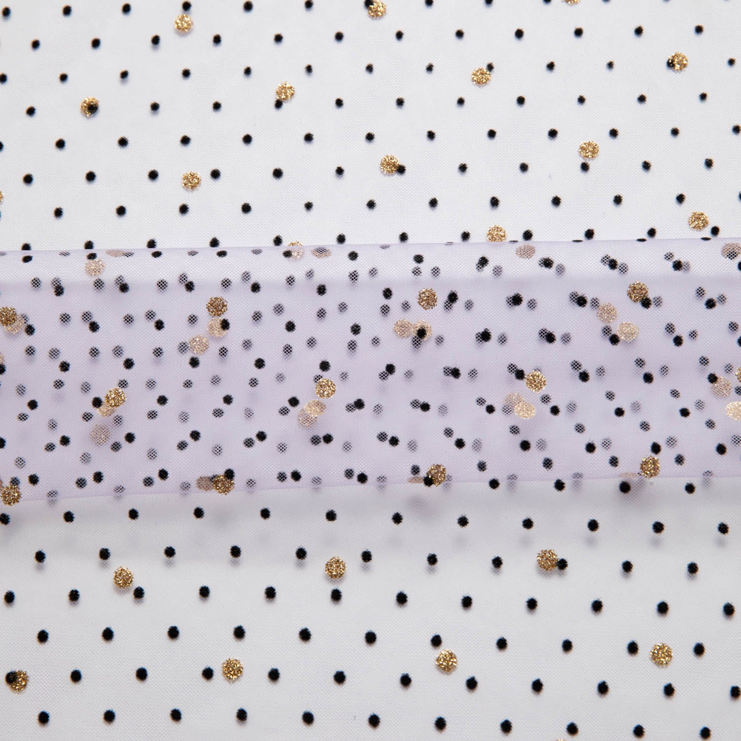 MESH DOT FLOCKING WITH FOIL 58/60" Lilac Dotted Fabric - Exquisite Fabric