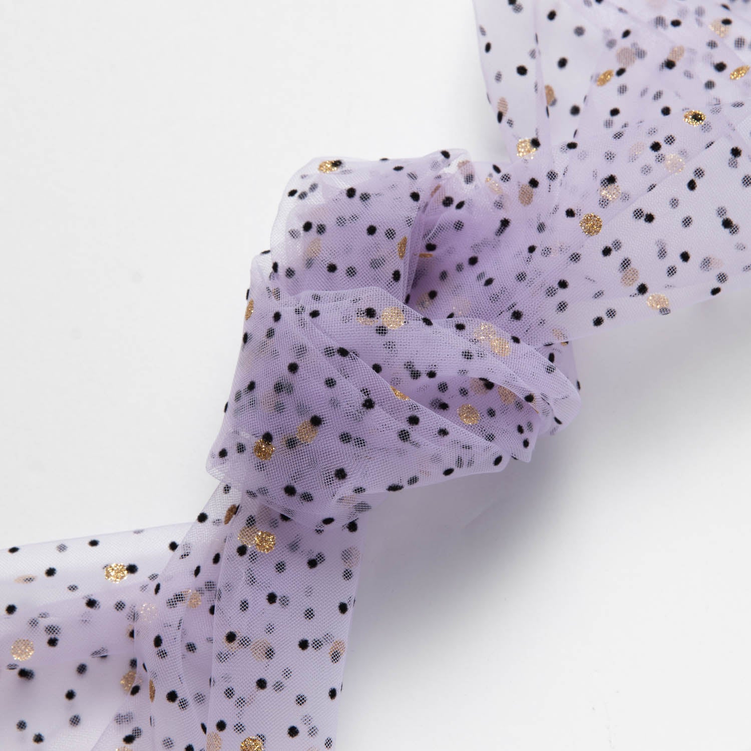 MESH DOT FLOCKING WITH FOIL 58/60" Lilac Dotted Fabric - Exquisite Fabric