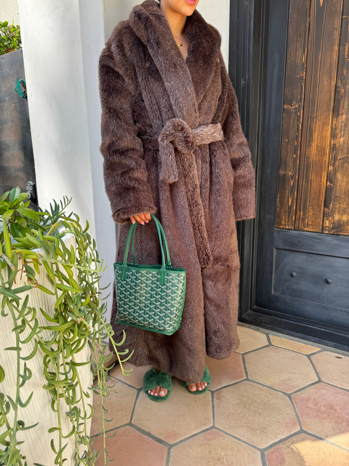 Elegant Luxurious Soft Faux Mink Robe – Indoor/Outdoor Wear, Unisex - MINKO 10 Brown