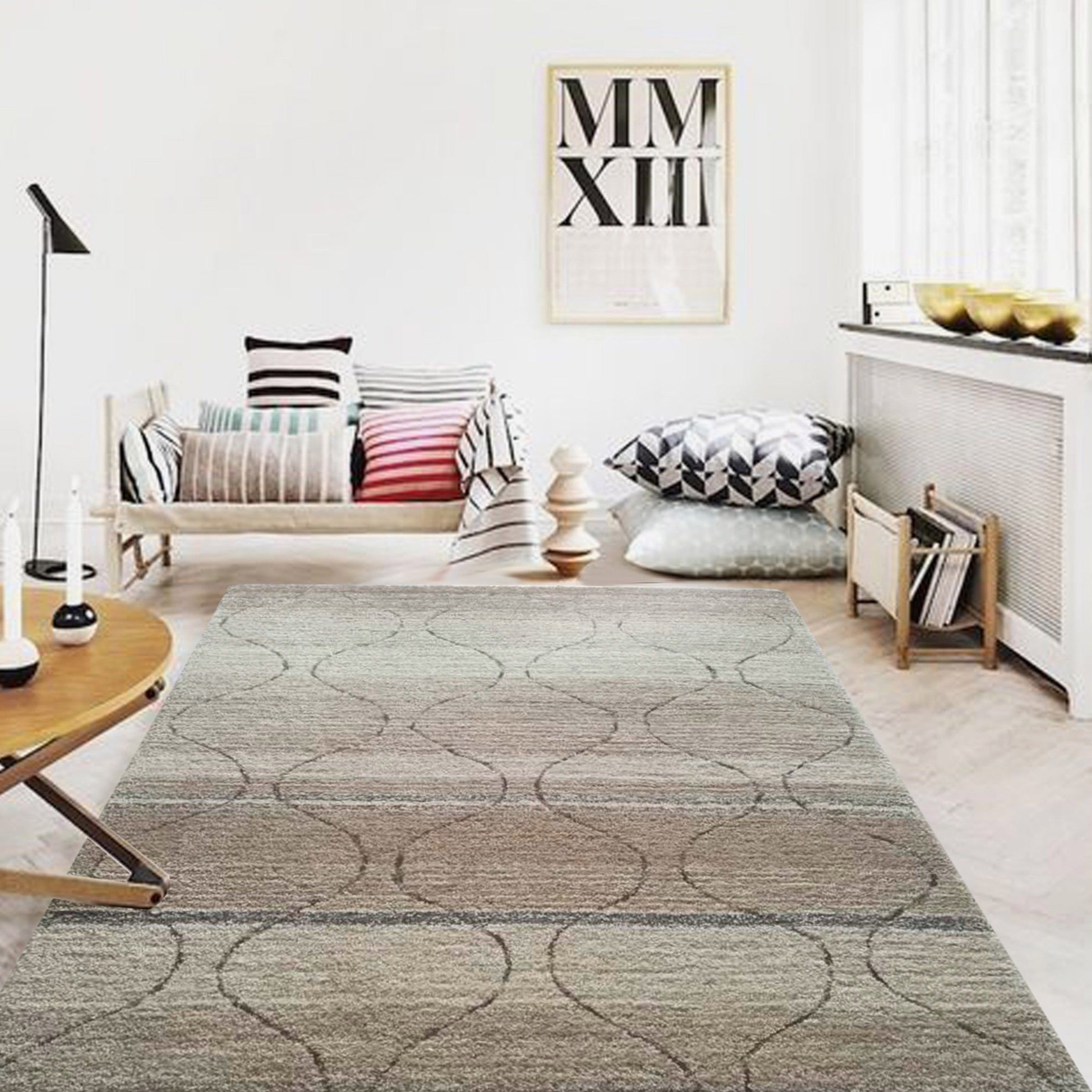 Soft Plush Fluffy Moroccan Lattice Design Shag Area Rug/Carpet