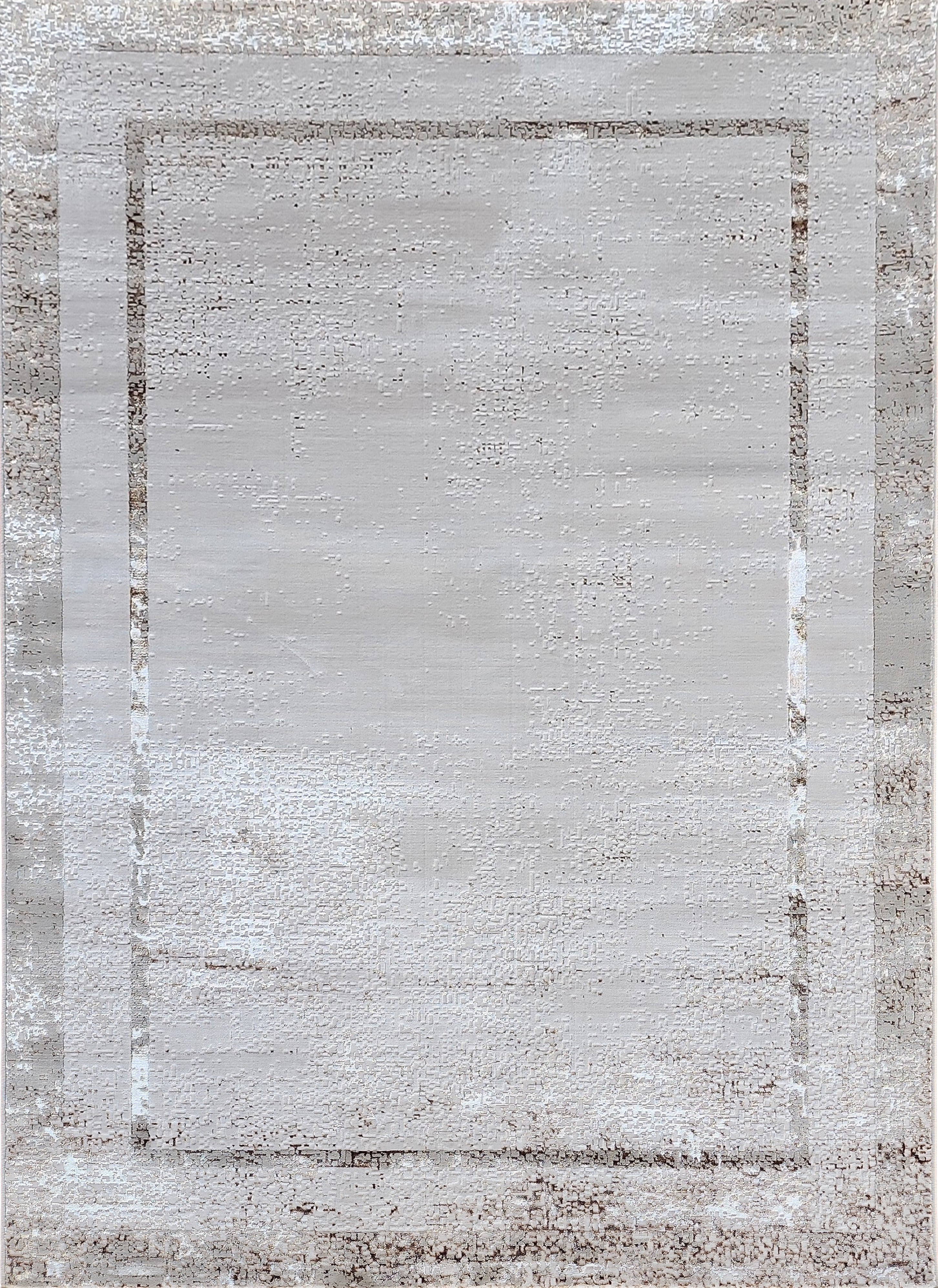 Polyester Silver with Gold Viscose Blend Border Design Rug/Carpet - Style# Maximus 245 - Color-Changing Flat Weave Rug