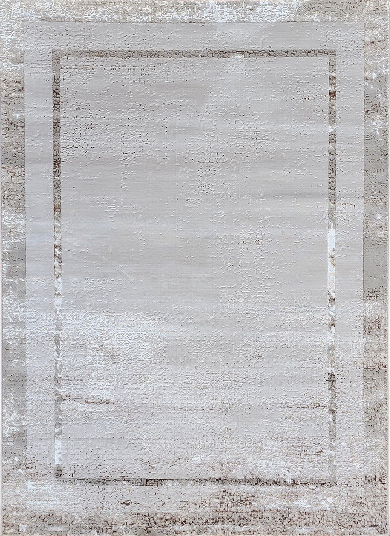 Polyester Silver with Gold Viscose Blend Border Design Rug/Carpet - Style# Maximus 245 - Color-Changing Flat Weave Rug