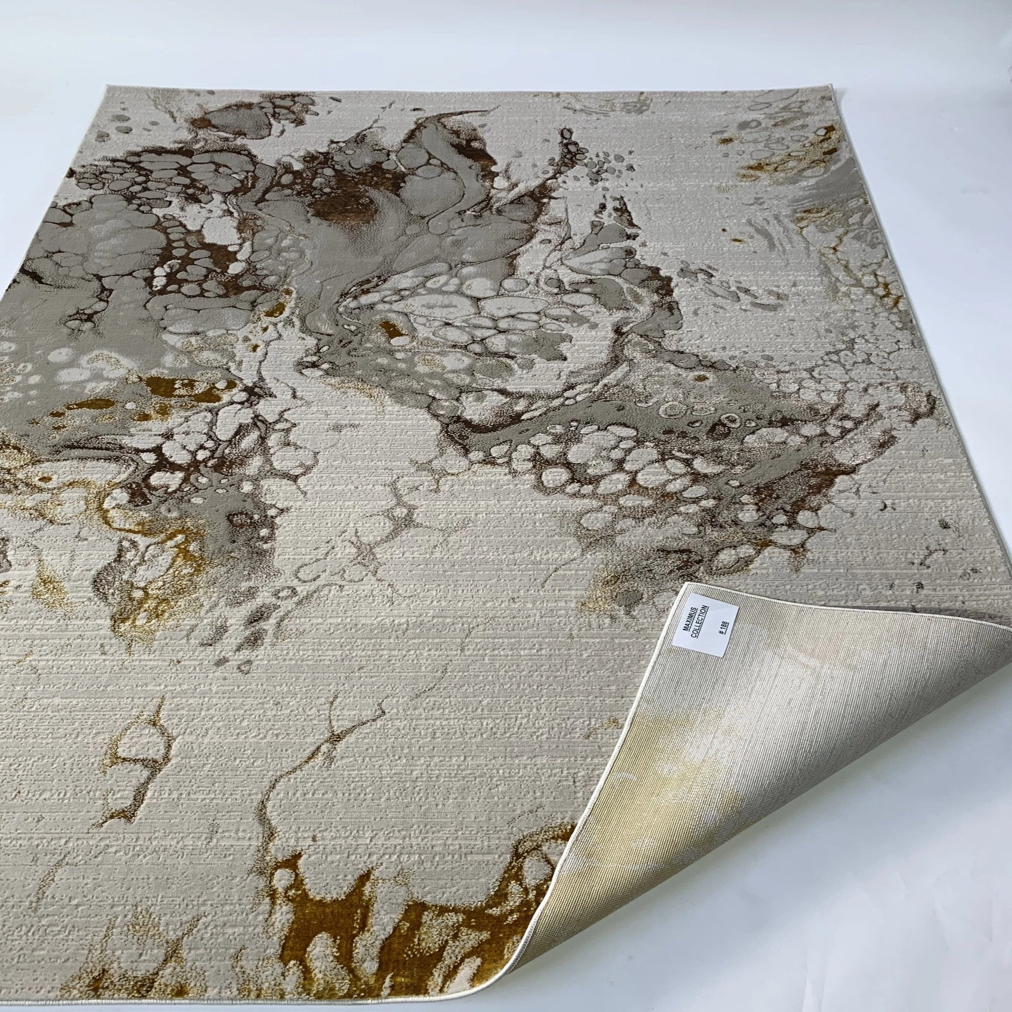 Polyester Golden Viscose Blend Abstract Design Rug/Carpet - Style# Maximus 188 - Color-Changing Flat Weave Rug